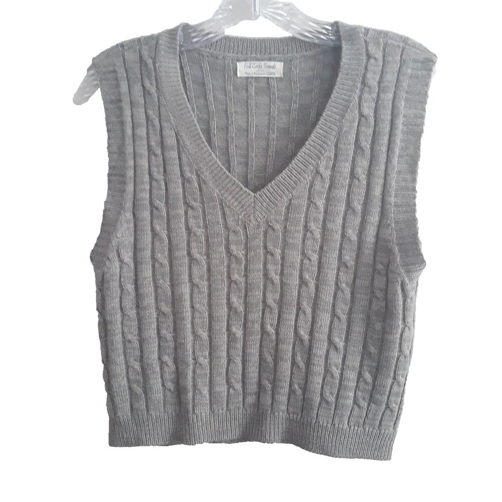 Full Circle & Trend V Neck Sweater Vest Girls Large Sleevess Pullover